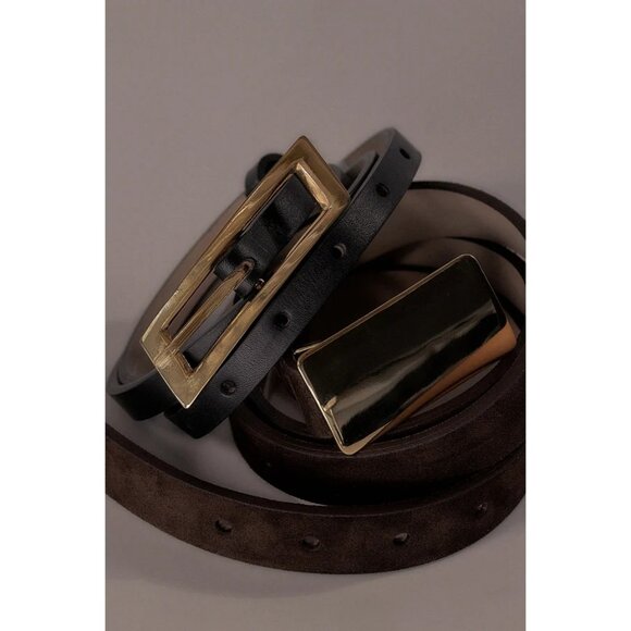 Heaven Mayhem Capsule Belt in Black & Gold Small New Womens Skinny Buckle